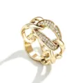 Elegante anello sciarpa catena strass oro moda metallo fibbia sciarpa seta accessorio - Taglia L / Oro
