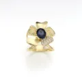 Fibbia per sciarpa in seta floreale vintage da donna, elegante anello in metallo dorato con pietra. - Oro Potenziato