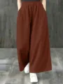 Pantalon large taille haute décontracté pour femme, confortable et ample automne hiver. - Châtain