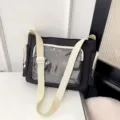 Black crossbody ita bag with clear transparent front pocket casual messenger shoulder bag for daily use - Black