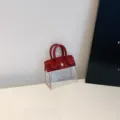 Miniatura bolso transparente para llaves de coche rojo piel PU lindo mini colgante bolso - Rojo
