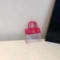 Mini Bolso Transparente Llavero Rosa de PU PVC Colgante Bolsa para Llaves de Coche - Rosa rojo