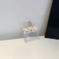 Mini bolso transparente llavero borde blanco accesorio lindo para bolsa estilo - Blanco
