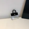 Bolso de mano transparente mini bonito estuche llavero coche colgante miniatura bolso - Negro