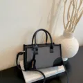 Elegante bolso de mano texturizado negro gris bolso cruzado de hombro chic diario - Negro