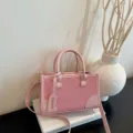 Bolso de mano mini tejido rosa elegante bolso cruzado para mujer casual uso diario moda - Rosa