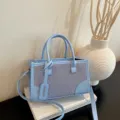 Bolso tote azul claro para mujer, elegante bolso de hombro informal para uso diario práctico. - Azul