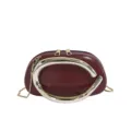 Chic burgundy crossbody shoulder bag for women with luxury metal ring handle and chain strap. - Red
