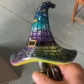 Stained glass witch hat lamp Halloween table light decorative night light magical wizard decor. - S / Colorful