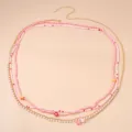 Elegante catena da cintura multistrato perle rosa dolce corpo gioielli accessori. - Stella a cinque punte / Set di 3
