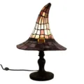 Stained Glass Witch Hat Table Lamp Halloween Home Decor Retro Desk Lighting Fixture - L / Red