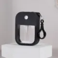 Portable card-style spray bottle 38ml empty refillable container for travel perfume. - Bottle + Silicone Case + Keychain / Black