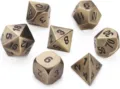 Vue détaillée d'un jeu de dés polyédriques en bronze antique pour les jeux de rôle DND - Bronze Antique