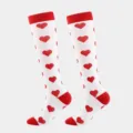 White and red heart pattern compression socks for outdoor cycling and sports use, comfortable fit. - S/M / White Red Hearts