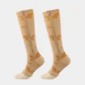 Strick Reißverschluss Kompressionsstrümpfe, warme lange Sportunterstützungssocken offen. - Hautfarbene Reißverschlusssocken mit Schmetterlingsmuster