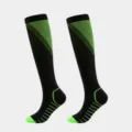 Calze a compressione uomo donna sport sportive ginocchio nere verdi righe fitness calzini - Verde
