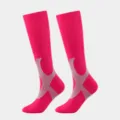 Bright pink nylon compression socks for outdoor sports, running and leg support fitness. - Rose Red
