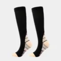 Black athletic compression socks for men and women, sports venous pressure long running socks. - Nude