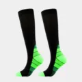 Breathable athletic sport compression socks for men and women running and cycling. - Green