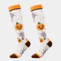 Halloween knee high socks funny pumpkin compression tube socks for men and women festive wear - Jack-o-lantern Spiderweb
