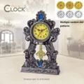 Elegante orologio da tavolo nero in stile vintage con quadrante dorato e gemme blu - Sveglia da Tavolo Retrò / 15.5x5x24cm / Bronzo