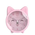 Simpatica sveglia analogica rosa a forma di gatto per la decorazione del comodino - Stile Gatto / 10x9.5x4.5cm / Rosa