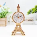 Sveglia vintage dorata a forma di Torre Eiffel per decorazione scrivania o comodino - Stile Torre Eiffel / 8.5x8.5x19cm / Oro