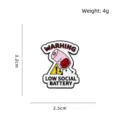 Low Social Battery enamel pin badge with dimensions 3.2cm by 2.5cm and 4g weight - Warning Battery Pin (09080102) / Low Battery Cell