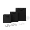Three premium black matte paper gift bags with handles in small medium and large sizes - S / Black