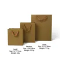 Three sizes of premium brown kraft paper jewelry gift bags with rope handles for retail packaging - S / Gold