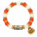 Festive Halloween themed beaded bracelet featuring ghost bead and gold pumpkin charm - Ghost with Pumpkin Style