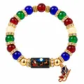 Christmas theme beaded bracelet with Santa Claus and reindeer sleigh charm - Santa Claus Sleigh Style