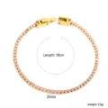 Bracelet de tennis en zircon rose, finition dorée, longueur 18 cm et largeur 2 mm - Style Rond Rose Doré (BR26832FG)