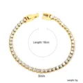 Bracelet de tennis élégant plaqué or 3mm avec oxydes de zirconium ronds, longueur 18cm - Style Rond Clair Doré (BR26833AG)