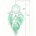Handgefertigter mintgrüner Traumfänger mit fünf Ringen und Federn für die Dekoration - Glück Fünf-Ring Stil (MS9377F) / 60*16cm / Grün