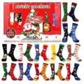 Weihnachts-Adventskalender-Blindbox-Set mit 24 Paar verschiedenen Feiertagssocken - Stil C (Rote Typografie-Box)