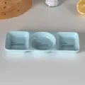 Minimalist light blue 3-compartment ceramic divided serving tray for daily home dining - 3-Grid Sauce Dish