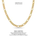 Gold plated stainless steel Figaro chain necklace for DIY jewelry design - 45+5cm (4mm) / Gold