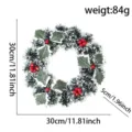 Couronne de Noël décorative avec guirlandes vertes, feuilles et baies rouges, 30cm - D1-6 Couronne verte givrée blanche avec feuilles (30CM)