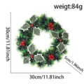 Couronne de Noël artificielle avec feuilles de houx et baies rouges, diamètre 30 cm - Couronne verte avec baies rouges et feuilles (30CM)