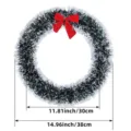 Groene kerstkrans van glitterfolie met rode strik, 38 cm decoratieve krans - EE3-4 Groene slinger / 30cm