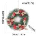 Couronne de Noël artificielle en pin 30cm avec baies rouges cônes nœuds en toile - C1-13 Style Trois Baies Blanches
