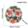 Couronne de Noël artificielle 30cm avec baies rouges, pommes de pin et nœuds en toile - C1-14 Style Trois Petits Noeuds