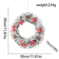 Couronne de Noël artificielle enneigée avec pommes de pin et baies rouges, diamètre 30cm - C3-13 Style Neige Blanche Standard