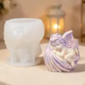 Stampo in silicone 3D angioletto dormiente su conchiglia per candele profumate fai da te - Stile Angelo Bambino Conchiglia (JZB-0541)