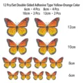 Set di 12 adesivi murali farfalla Monarca 3D arancioni in varie dimensioni decorative - Tipo Adesivo / 24 Pezzi / Giallo Arancione