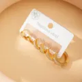 Elegant gold stainless steel hoop earrings set with brilliant sparkling rhinestones - C-Shape Style / Gold