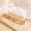 Set mit drei Paar goldenen Creolen aus Edelstahl mit eleganten Kristallverzierungen - Schlichte Creolen mit Strass, 3er-Pack (BJGE2362) / Gold