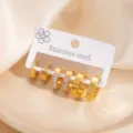 Elegantes Set aus 3 Paar goldenen Creolen aus Edelstahl mit funkelnden Zirkonia-Steinen - Klassische Creolen, 3er-Set (BJGE2360) / Gold
