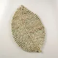 Natural straw woven leaf-shaped placemat and heat-resistant coaster for home table decor - Natural Color Large Style